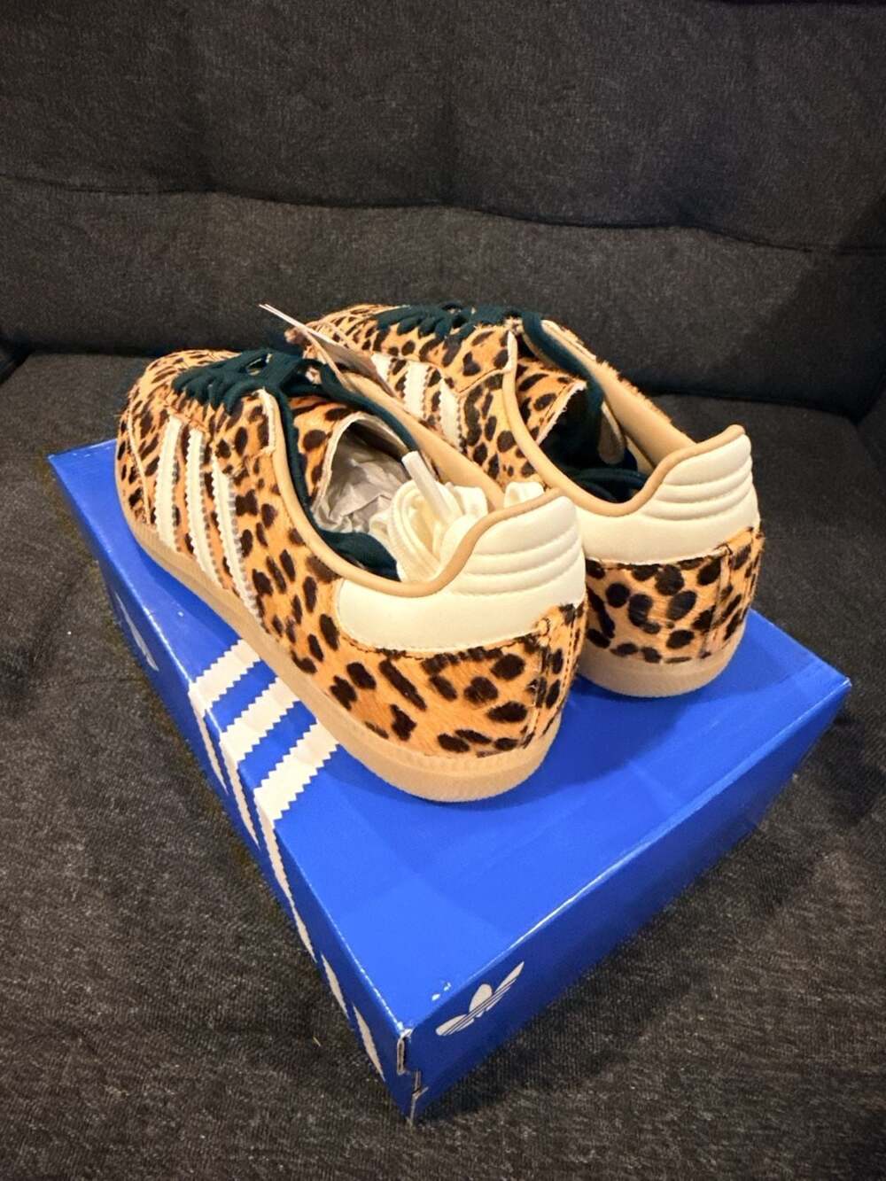 6.5W - Adidas Samba Pony Hair Leopard Print Sneakers - Picture 3 of 8